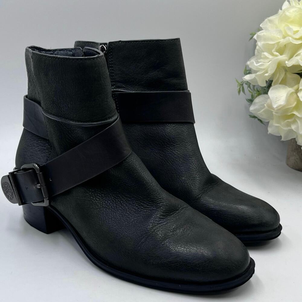 Vince‎ Camuto Romeo Buckled Ankle Boots in After Midnight Charcoal Grey 
Sz 8.5